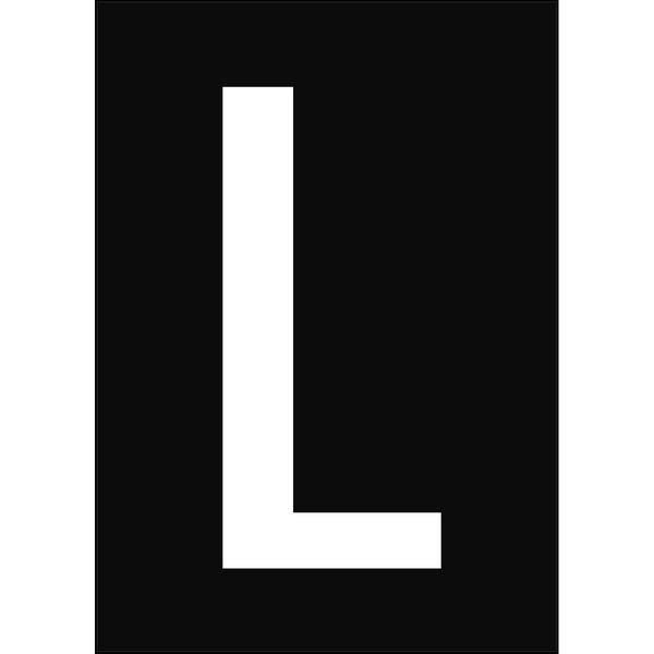 Brady, B-859, A4-Etiketten mit Zahlen und Buchstaben, Magnetischer Kunststoff, Weiß auf Schwarz, 297 x 210 mm, permanent, Beschriftung: L (1 Schild/P