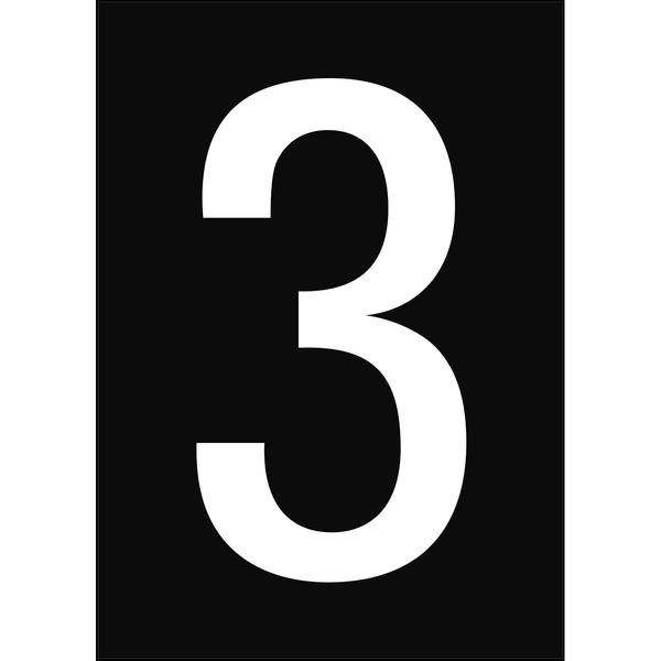 Brady, B-859, A4-Etiketten mit Zahlen und Buchstaben, Magnetischer Kunststoff, Weiß auf Schwarz, 297 x 210 mm, permanent, Beschriftung: 3 (1 Schild/P