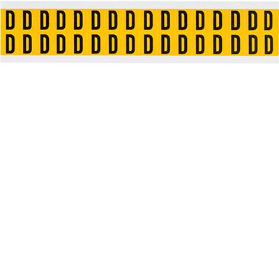 Brady, 1520-D, B-946, Vinyl, Buchstabe D, Schwarz auf Gelb, 14 x 19mm, Schrifthöhe 15mm(25 K. á 32 E.)