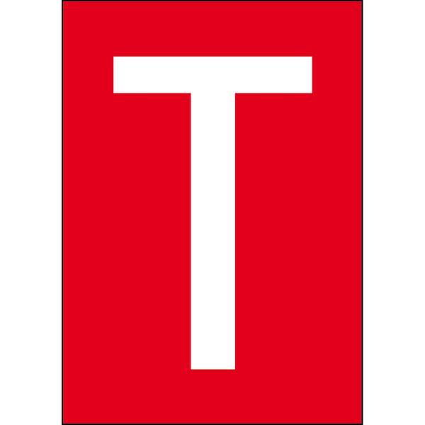 Brady, B-859, A4-Etiketten mit Zahlen und Buchstaben, Magnetischer Kunststoff, Weiß auf Rot, 297 x 210 mm, permanent, Beschriftung: T (1 Schild/Pack)