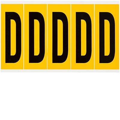 Brady, B-946, 1560-D, Vinyl, Beschriftung: D, Schwarz auf Gelb, 44 x 127mm, Schrifthöhe 98mm(25 K. á 5 E.)