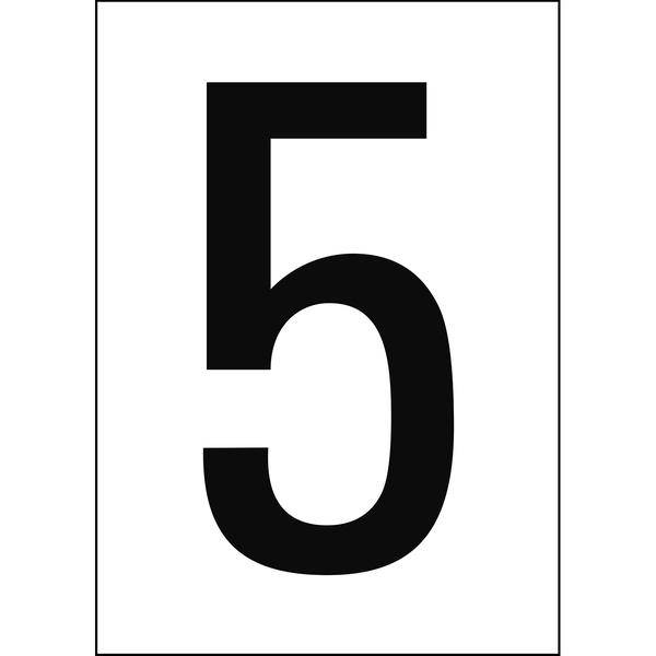 Brady, B-859, A4-Etiketten mit Zahlen und Buchstaben, Magnetischer Kunststoff, Schwarz auf Weiß, 297 x 210 mm, permanent, Beschriftung: 5 (1 Schild/P