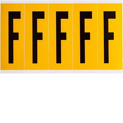 Brady, B-946, 1560-F, Vinyl, Beschriftung: F, Schwarz auf Gelb, 44 x 127mm, Schrifthöhe 98mm(25 K. á 5 E.)