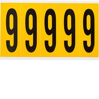 Brady, B-946, 1560-9, Vinyl, Beschriftung: 9, Schwarz auf Gelb, 44 x 127mm, Schrifthöhe 98mm(25 K. á 5 E.)