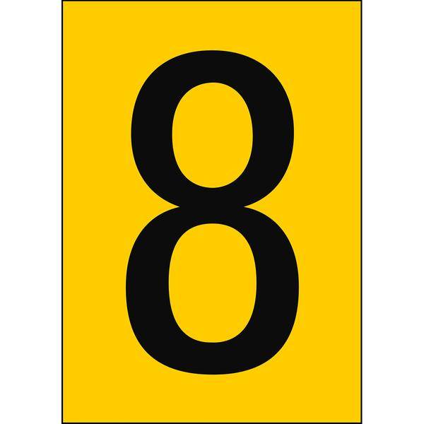 Brady, B-859, A4-Etiketten mit Zahlen und Buchstaben, Magnetischer Kunststoff, Schwarz auf Gelb, 297 x 210 mm, permanent, Beschriftung: 8 (1 Schild/Pa