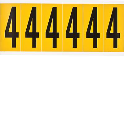 Brady, 1550-4, B-946, Vinyl, Beschriftung: 4, Schwarz auf Gelb, 38 x 89mm, Schrifthöhe 75mm(25 K. á 6 E.)