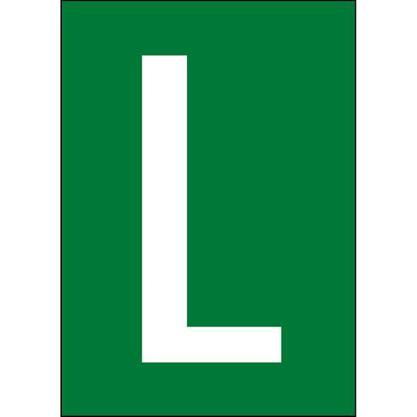 Brady, B-859, A4-Etiketten mit Zahlen und Buchstaben, Magnetischer Kunststoff, Weiß auf Grün, 297 x 210 mm, permanent, Beschriftung: L (1 Schild/Pac