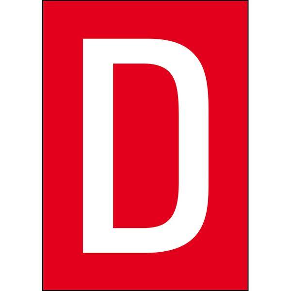 Brady, B-859, A4-Etiketten mit Zahlen und Buchstaben, Magnetischer Kunststoff, Weiß auf Rot, 297 x 210 mm, permanent, Beschriftung: D (1 Schild/Pack)