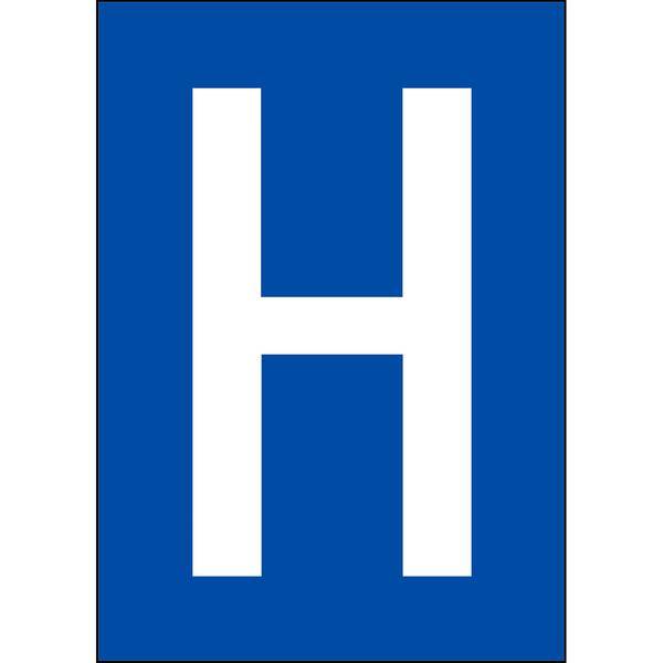 Brady, B-859, A4-Etiketten mit Zahlen und Buchstaben, Magnetischer Kunststoff, Weiß auf Blau, 297 x 210 mm, permanent, Beschriftung: H (1 Schild/Pack
