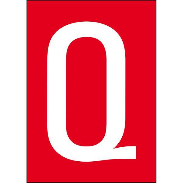 Brady, B-859, A4-Etiketten mit Zahlen und Buchstaben, Magnetischer Kunststoff, Weiß auf Rot, 297 x 210 mm, permanent, Beschriftung: Q (1 Schild/Pack)