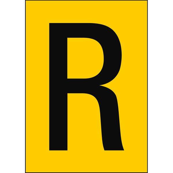 Brady, B-859, A4-Etiketten mit Zahlen und Buchstaben, Magnetischer Kunststoff, Schwarz auf Gelb, 297 x 210 mm, permanent, Beschriftung: R (1 Schild/Pa
