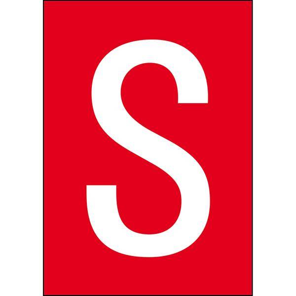 Brady, B-859, A4-Etiketten mit Zahlen und Buchstaben, Magnetischer Kunststoff, Weiß auf Rot, 297 x 210 mm, permanent, Beschriftung: S (1 Schild/Pack)