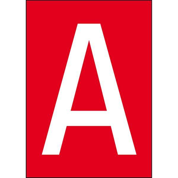 Brady, B-859, A4-Etiketten mit Zahlen und Buchstaben, Magnetischer Kunststoff, Weiß auf Rot, 297 x 210 mm, permanent, Beschriftung: A (1 Schild/Pack)