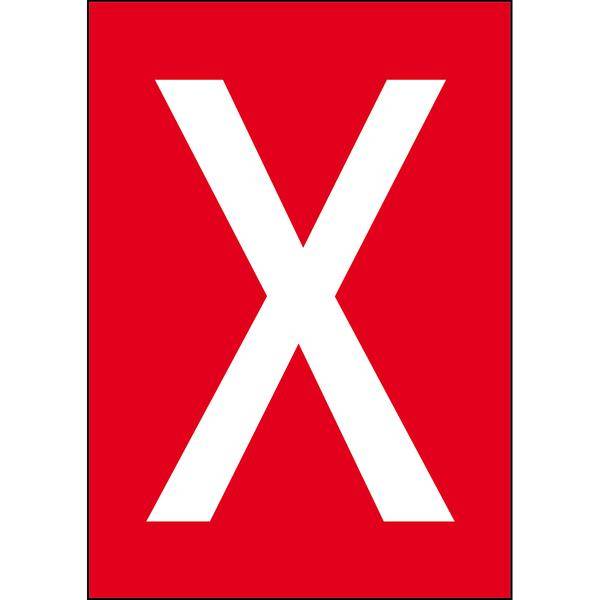 Brady, B-859, A4-Etiketten mit Zahlen und Buchstaben, Magnetischer Kunststoff, Weiß auf Rot, 297 x 210 mm, permanent, Beschriftung: X (1 Schild/Pack)