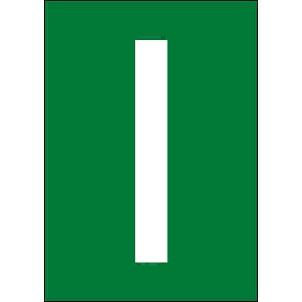 Brady, B-859, A4-Etiketten mit Zahlen und Buchstaben, Magnetischer Kunststoff, Weiß auf Grün, 297 x 210 mm, permanent, Beschriftung: I (1 Schild/Pac