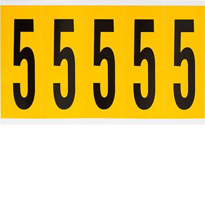 Brady, B-946, 1560-5, Vinyl, Beschriftung: 5, Schwarz auf Gelb, 44 x 127mm, Schrifthöhe 98mm(25 K. á 5 E.)