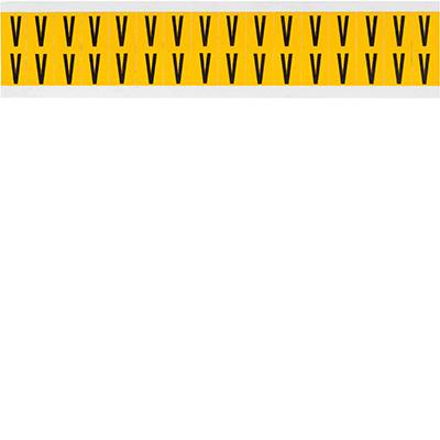 Brady, 1520-V, B-946, Vinyl, Buchstabe V, Schwarz auf Gelb, 14 x 19mm, Schrifthöhe 15mm(25 K. á 32 E.)