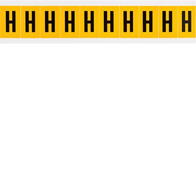 Brady, 1530-H, B-946, Vinyl, Buchstabe H, Schwarz auf Gelb, 22 x 38mm, Schrifthöhe 25mm(25 K. á 10 E.)