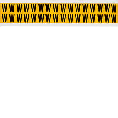Brady, 1520-W, B-946, Vinyl, Buchstabe W, Schwarz auf Gelb, 14 x 19mm, Schrifthöhe 15mm(25 K. á 32 E.)