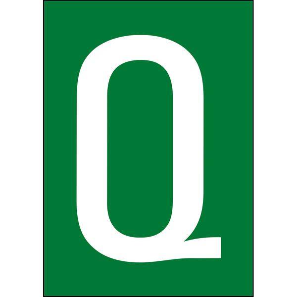 Brady, B-859, A4-Etiketten mit Zahlen und Buchstaben, Magnetischer Kunststoff, Weiß auf Grün, 297 x 210 mm, permanent, Beschriftung: Q (1 Schild/Pac