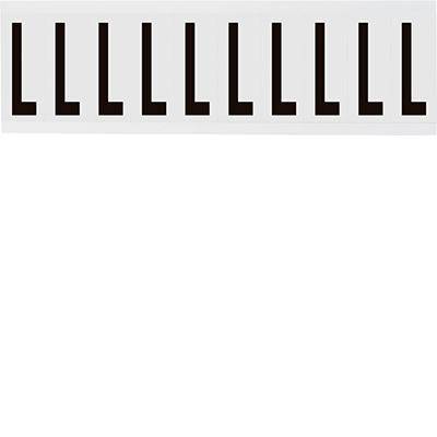 Brady, B-500, NL-W225-L, Einzelbuchstaben, Vinylgewebe, Schwarz auf Weiß, 57 x 22 mm, Schrifthöhe 49 mm, wiederablösbar (25 Karten á 10 E.)