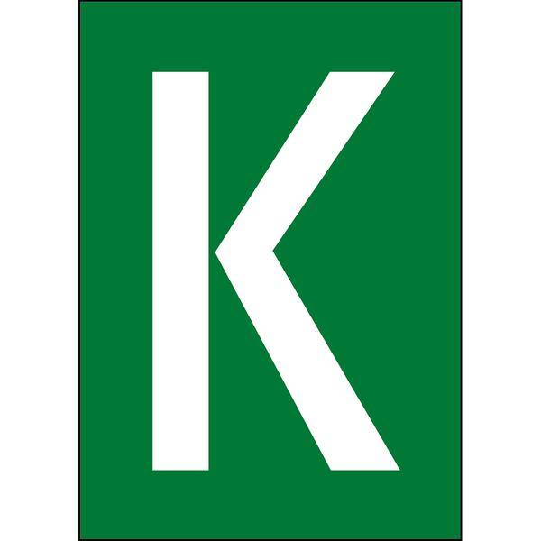 Brady, B-859, A4-Etiketten mit Zahlen und Buchstaben, Magnetischer Kunststoff, Weiß auf Grün, 297 x 210 mm, permanent, Beschriftung: K (1 Schild/Pac