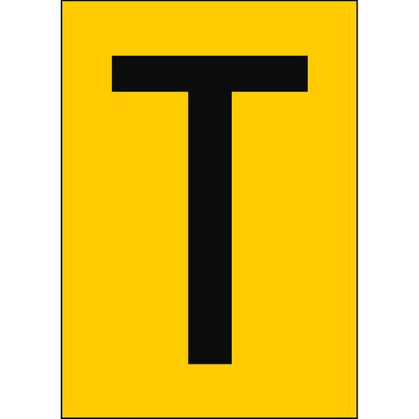 Brady, B-859, A4-Etiketten mit Zahlen und Buchstaben, Magnetischer Kunststoff, Schwarz auf Gelb, 297 x 210 mm, permanent, Beschriftung: T (1 Schild/Pa
