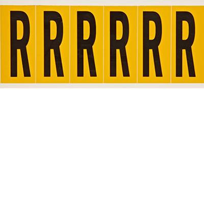 Brady, 1550-R, B-946, Vinyl, Beschriftung: R, Schwarz auf Gelb, 38 x 89mm, Schrifthöhe 75mm(25 K. á 6 E.)