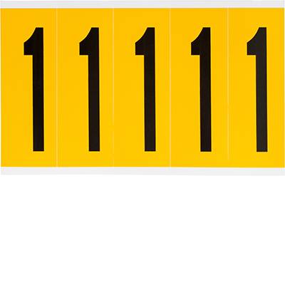 Brady, B-946, 1560-1, Vinyl, Beschriftung: 1, Schwarz auf Gelb, 44 x 127mm, Schrifthöhe 98mm(25 K. á 5 E.)