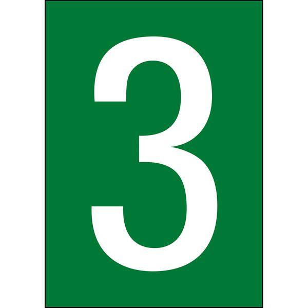 Brady, B-859, A4-Etiketten mit Zahlen und Buchstaben, Magnetischer Kunststoff, Weiß auf Grün, 297 x 210 mm, permanent, Beschriftung: 3 (1 Schild/Pac