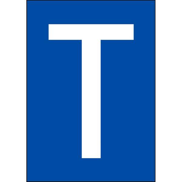 Brady, B-859, A4-Etiketten mit Zahlen und Buchstaben, Magnetischer Kunststoff, Weiß auf Blau, 297 x 210 mm, permanent, Beschriftung: T (1 Schild/Pack