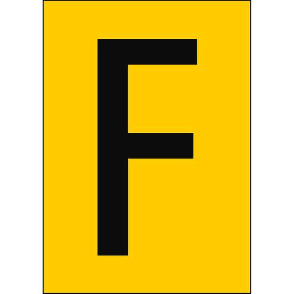 Brady, B-7541, A4-Etiketten mit Zahlen und Buchstaben, Laminierter Polyester, Schwarz auf Gelb, 297 x 210 mm, permanent, Beschriftung: F (1 Schild/Pac