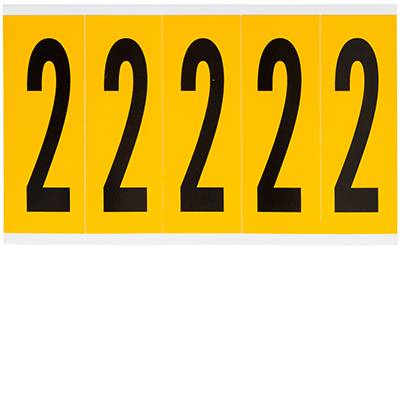 Brady, B-946, 1560-2, Vinyl, Beschriftung: 2, Schwarz auf Gelb, 44 x 127mm, Schrifthöhe 98mm(25 K. á 5 E.)