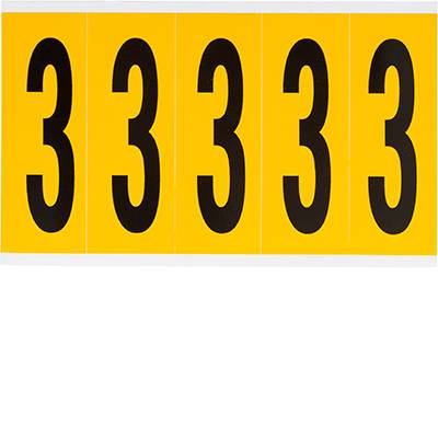 Brady, B-946, 1560-3, Vinyl, Beschriftung: 3, Schwarz auf Gelb, 44 x 127mm, Schrifthöhe 98mm(25 K. á 5 E.)