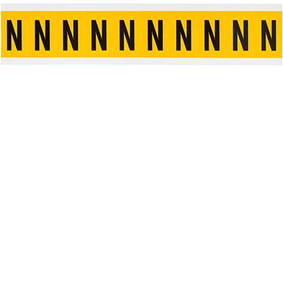 Brady, 1530-N, B-946, Vinyl, Buchstabe N, Schwarz auf Gelb, 22 x 38mm, Schrifthöhe 25mm(25 K. á 10 E.)