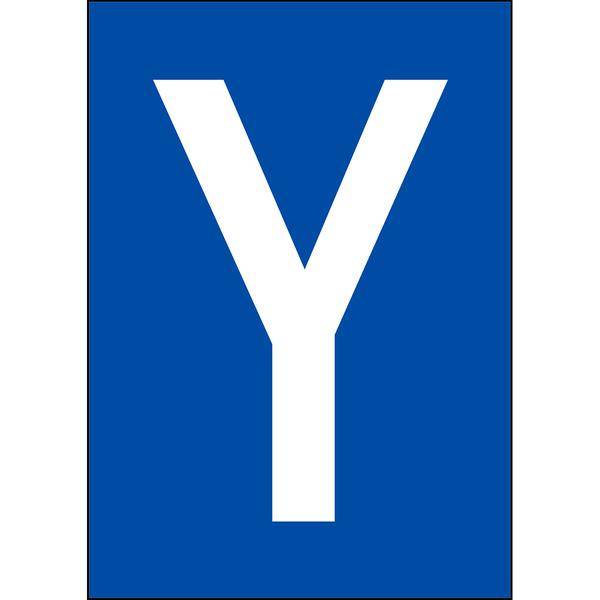 Brady, B-859, A4-Etiketten mit Zahlen und Buchstaben, Magnetischer Kunststoff, Weiß auf Blau, 297 x 210 mm, permanent, Beschriftung: Y (1 Schild/Pack