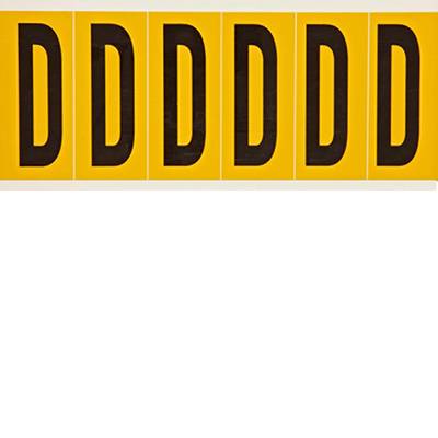 Brady, 1550-D, B-946, Vinyl, Beschriftung: D, Schwarz auf Gelb, 38 x 89mm, Schrifthöhe 75mm(25 K. á 6 E.)