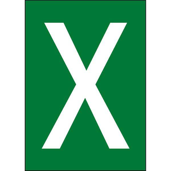 Brady, B-859, A4-Etiketten mit Zahlen und Buchstaben, Magnetischer Kunststoff, Weiß auf Grün, 297 x 210 mm, permanent, Beschriftung: X (1 Schild/Pac