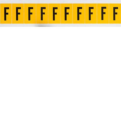Brady, 1530-F, B-946, Vinyl, Buchstabe F, Schwarz auf Gelb, 22 x 38mm, Schrifthöhe 25mm(25 K. á 10 E.)