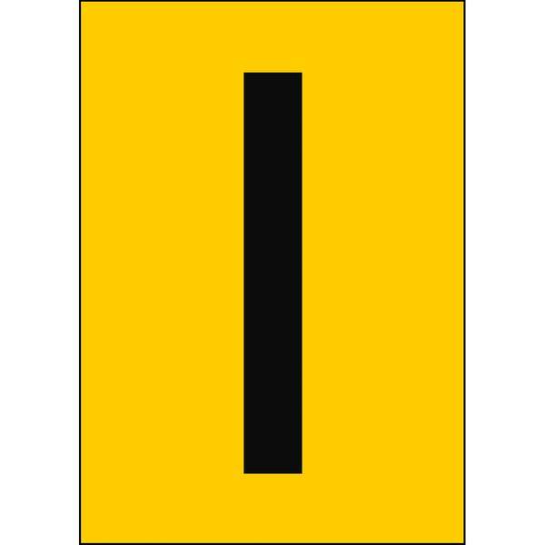 Brady, B-7541, A4-Etiketten mit Zahlen und Buchstaben, Laminierter Polyester, Schwarz auf Gelb, 297 x 210 mm, permanent, Beschriftung: I (1 Schild/Pac