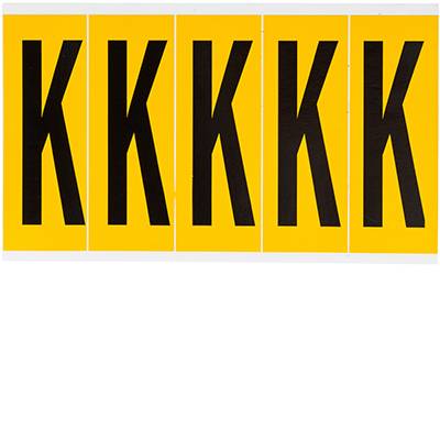 Brady, B-946, 1560-K, Vinyl, Beschriftung: K, Schwarz auf Gelb, 44 x 127mm, Schrifthöhe 98mm(25 K. á 5 E.)