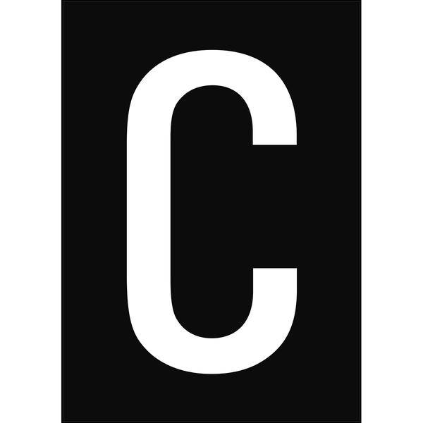Brady, B-859, A4-Etiketten mit Zahlen und Buchstaben, Magnetischer Kunststoff, Weiß auf Schwarz, 297 x 210 mm, permanent, Beschriftung: C (1 Schild/P