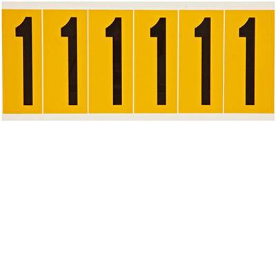 Brady, 1550-1, B-946, Vinyl, Beschriftung: 1, Schwarz auf Gelb, 38 x 89mm, Schrifthöhe 75mm(25 K. á 6 E.)