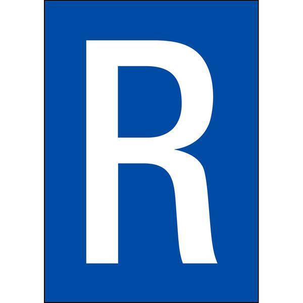 Brady, B-859, A4-Etiketten mit Zahlen und Buchstaben, Magnetischer Kunststoff, Weiß auf Blau, 297 x 210 mm, permanent, Beschriftung: R (1 Schild/Pack