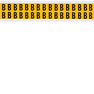 Brady, 1520-B, B-946, Vinyl, Buchstabe B, Schwarz auf Gelb, 14 x 19mm, Schrifthöhe 15mm(25 K. á 32 E.)