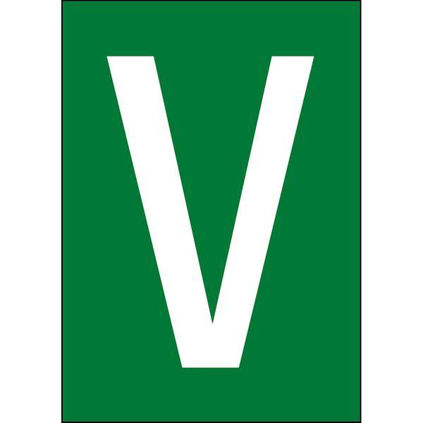 Brady, B-859, A4-Etiketten mit Zahlen und Buchstaben, Magnetischer Kunststoff, Weiß auf Grün, 297 x 210 mm, permanent, Beschriftung: V (1 Schild/Pac