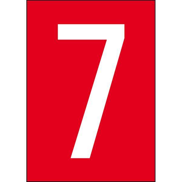 Brady, B-7541, A4-Etiketten mit Zahlen und Buchstaben, Laminierter Polyester, Weiß auf Rot, 297 x 210 mm, permanent, Beschriftung: 7 (1 Schild/Pack)
