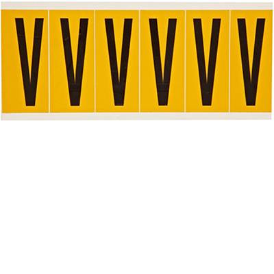Brady, 1550-V, B-946, Vinyl, Beschriftung: V, Schwarz auf Gelb, 38 x 89mm, Schrifthöhe 75mm(25 K. á 6 E.)