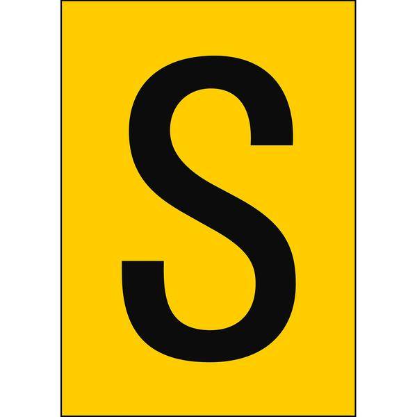 Brady, B-7541, A4-Etiketten mit Zahlen und Buchstaben, Laminierter Polyester, Schwarz auf Gelb, 297 x 210 mm, permanent, Beschriftung: S (1 Schild/Pac
