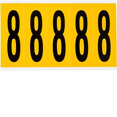 Brady, B-946, 1560-8, Vinyl, Beschriftung: 8, Schwarz auf Gelb, 44 x 127mm, Schrifthöhe 98mm(25 K. á 5 E.)